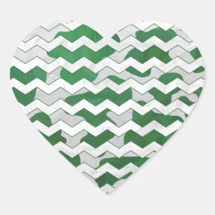Chevron Cow Green and White Print Heart Sticker