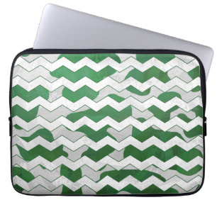Chevron Cow Green and White Print Laptop Sleeve