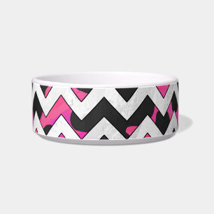 Chevron Cow Hot Pink and Black Print Bowl