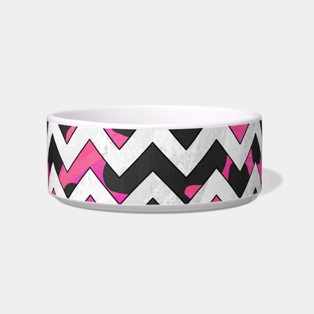Chevron Cow Hot Pink and Black Print Bowl (Right)