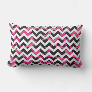 Chevron Cow Hot Pink and Black Print Lumbar Cushion