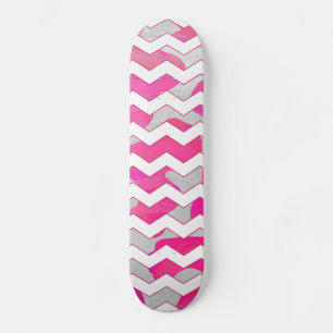 Chevron Cow Hot Pink and White Print Skateboard