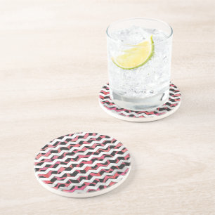 Chevron Cow Pink and Black Coaster