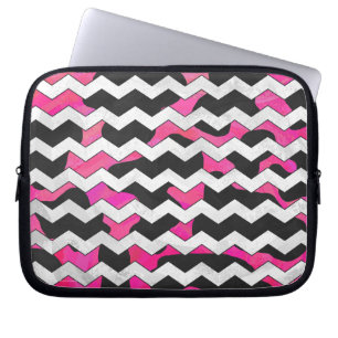 Chevron Cow Pink and Black Laptop Sleeve