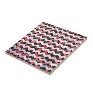 Chevron Cow Pink and Black Tile
