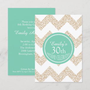 Chevron Custom 30th Birthday Choose Colour Invitation