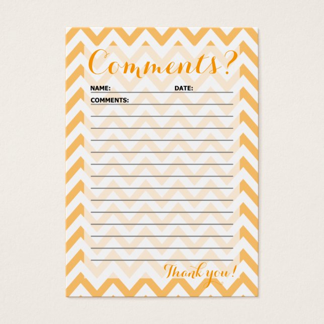 Chevron Customer Comment Card (Front)