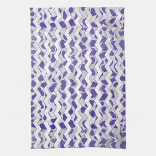 Chevron Dalmatian Purple and White Tea Towel