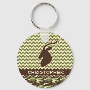 Chevron Deer Buck Camouflage Personalise Key Ring