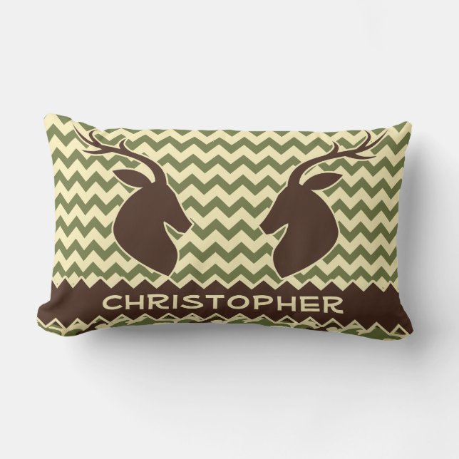 Chevron Deer Buck Camouflage Personalise Lumbar Cushion (Front)