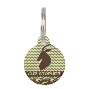 Chevron Deer Buck Camouflage Personalise Pet Tag