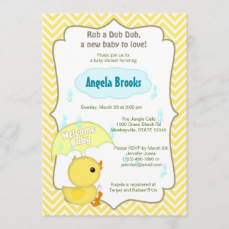 Chevron Duck Baby Shower Sprinkle Invitations