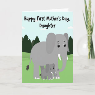 Chevron Elephant Mum First Day Card