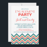 Chevron Engagement Party Invitation Coral And Teal<br><div class="desc">Sweet and soft white invitation with coral and teal zigzag pattern. Decorated with chevron pattern at the bottom and on the back. A simple and minimal design for your special day. Customise the wording for any occasion like baby shower, bridal shower, wedding, sweet 16, graduation, birthday party, engagement party, bachelorette...</div>