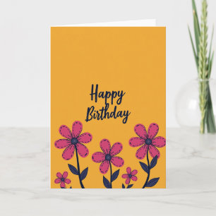 Chevron Flower Birthday Card