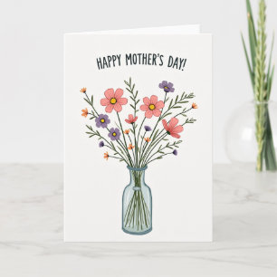 Chevron Flower Bouquet Note Card