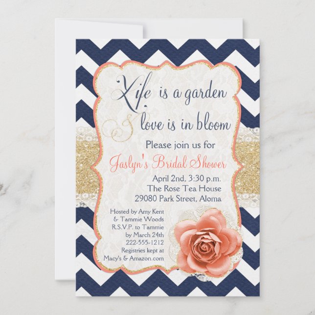Chevron Garden Bridal Shower Invitations (Front)