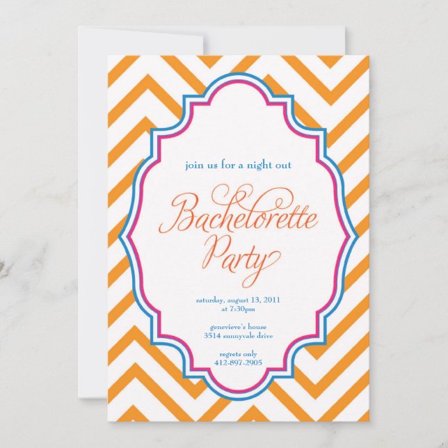 CHEVRON - Girls Night Out BACHELORETTE- Invitation (Front)