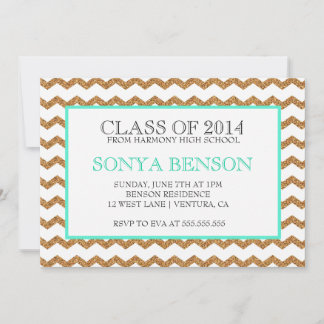 Chevron Glitter Class of 2014 Graduation Invite