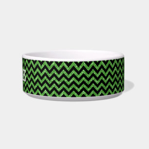 Chevron Glitter Look Cat Bowl