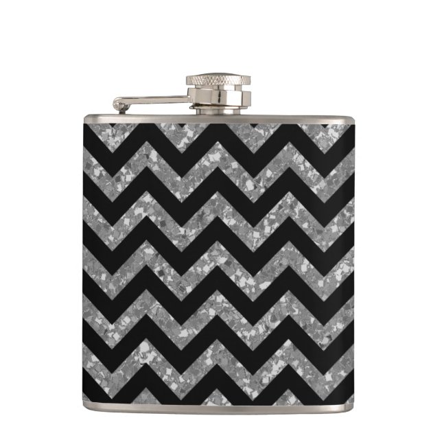Chevron Glitter Look Flask (Front)