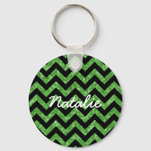 Chevron Glitter Look Keychain