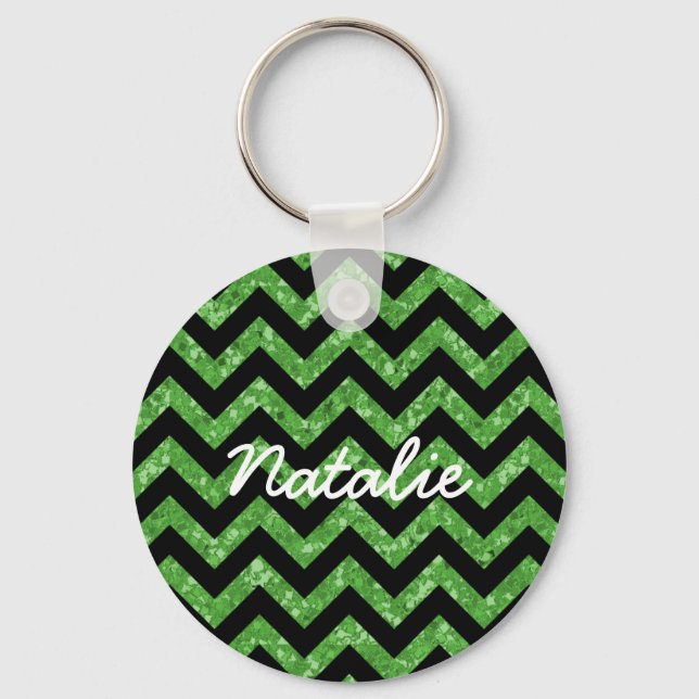 Chevron Glitter Look Keychain (Front)