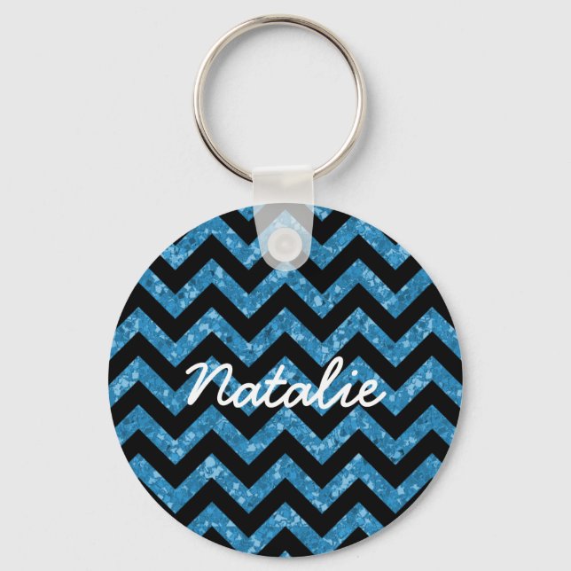 Chevron Glitter Look Keychain (Front)