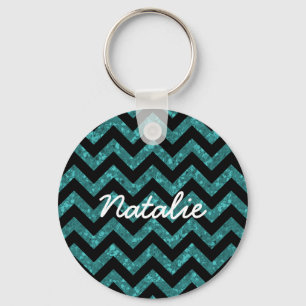 Chevron Glitter Look Keychain