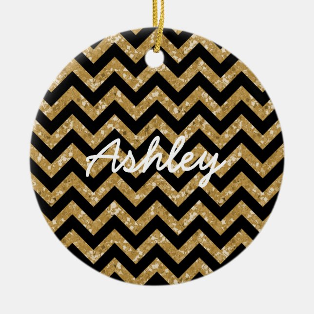 Chevron Glitter Look Ornament (Front)