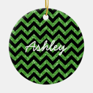 Chevron Glitter Look Ornament