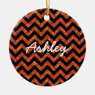 Chevron Glitter Look Ornament