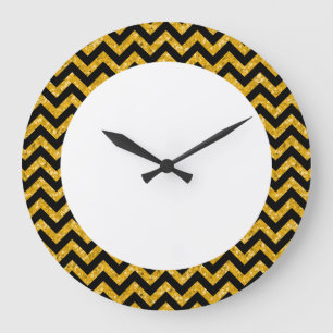 Chevron Glitter Look Wall Clock