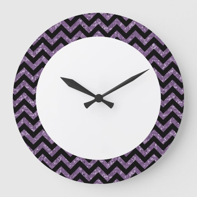 Chevron Glitter Look Wall Clock (Front)