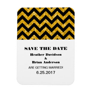 Chevron Glitter Save the Date Magnet, Yellow Magnet