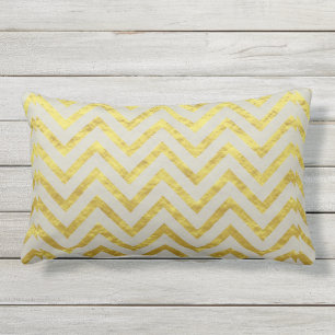 Chevron Gold Foil Grey Elegant Royal Glittery Chic Lumbar Cushion