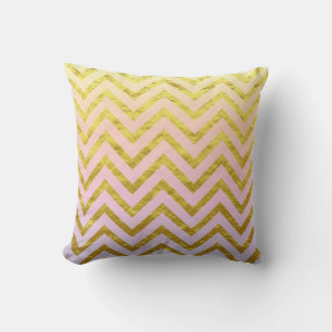 Chevron Gold Foil Pink White Ombre Girly Chic Cool Cushion