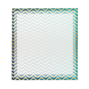Chevron Gold Teal Boarder Photo frame Notepad