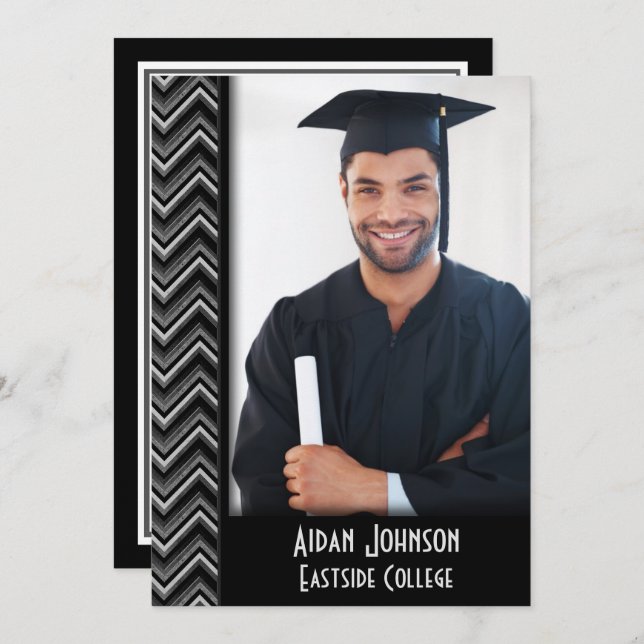 Chevron Graduation Photo Frame Invite (Front/Back)