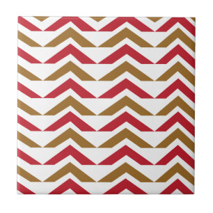 Chevron Green Red Chevron Geometric Pattern Ceramic Tile