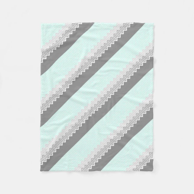 chevron grey teal fleece blanket (Front)