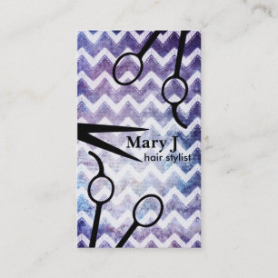 chevron hair stylist grunge scissors shears modern appointment card