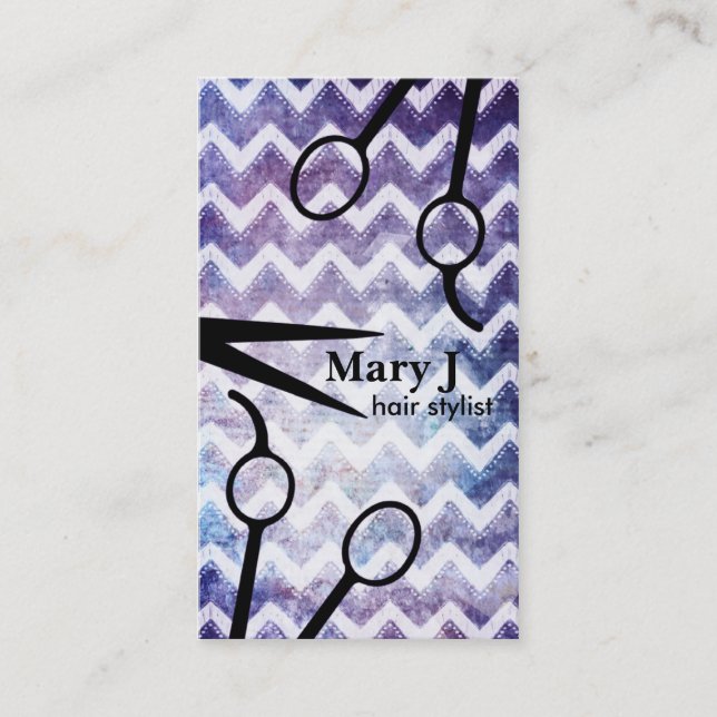 chevron hair stylist grunge scissors shears modern appointment card (Front)