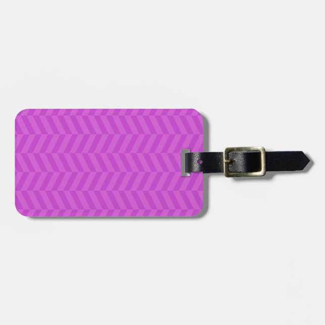 Chevron herring bone print purple luggage tag (Front Horizontal)