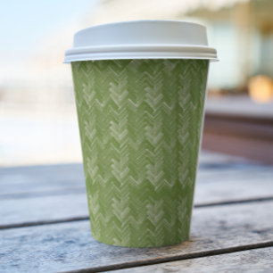 Chevron, Herringbone Pattern, Forest Green Paper Cups