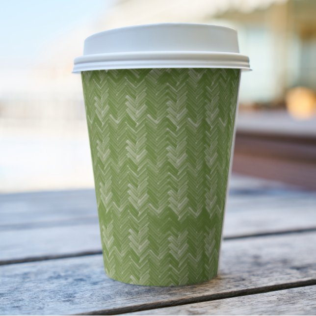 Chevron, Herringbone Pattern, Forest Green Paper Cups (Creator Uploaded)