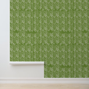 Chevron Herringbone Pattern, Forest Green Wallpaper