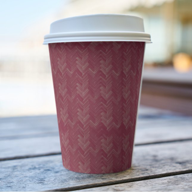 Chevron, Herringbone Pattern, Luxurious Red Paper Cups (Creator Uploaded)
