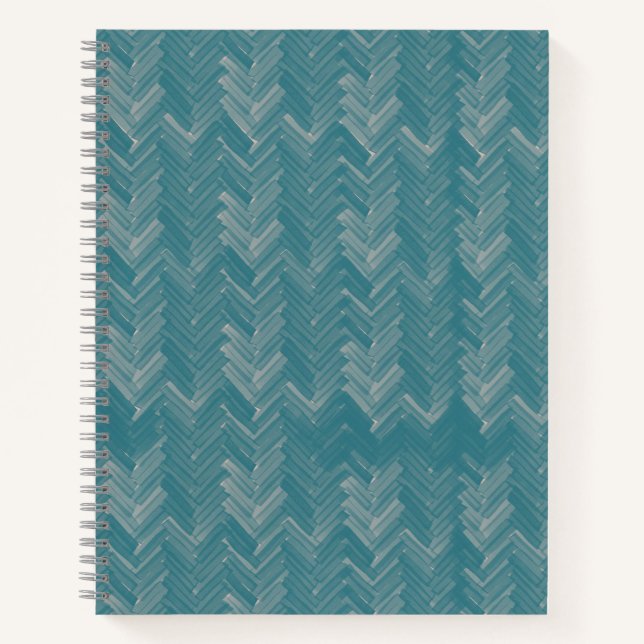 Chevron Herringbone Pattern Turquoise Notebook (Front)