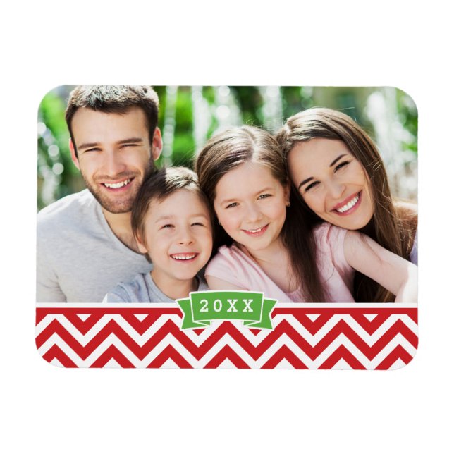 Chevron Holiday Keepsake Photo Magnet (Horizontal)